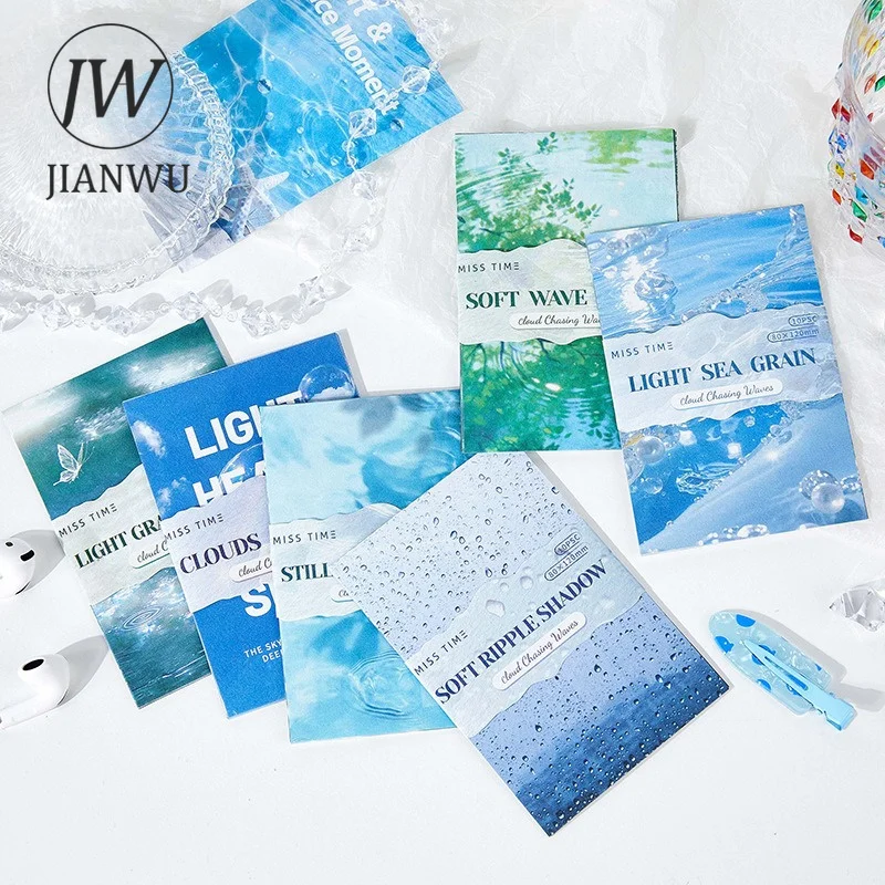 JIANWU Vintage Blue Sky Cloud Rain Water Ripples Landscape Collage Scrapbooking Material Paper Creative Junk Journal Stationery