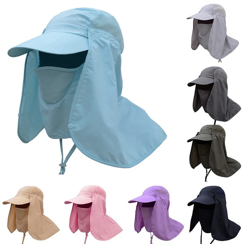 

Unisex Visor Hat Outdoor Fishing Sun Protector Caps UV Protection Face Neck Cover Sunhat Men Women Sport Fishing Hats