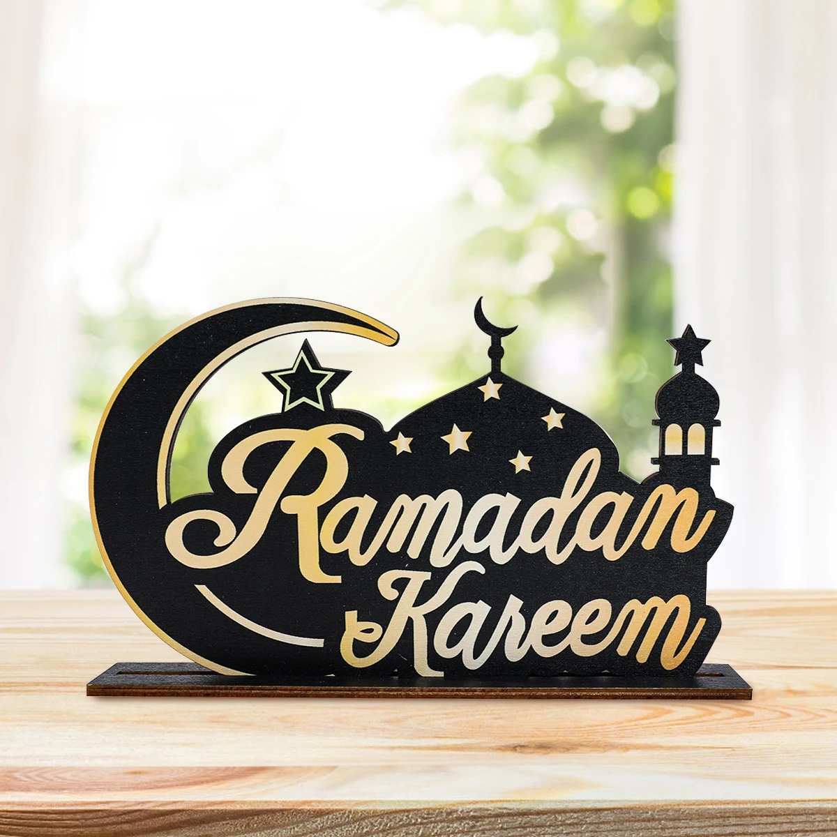 EID Mubarak Decoration Wooden Ornaments Ramadan Decoration 2025 For Home Ramadan Kareem Islamic Muslim Party Eid Al Adha Gifts