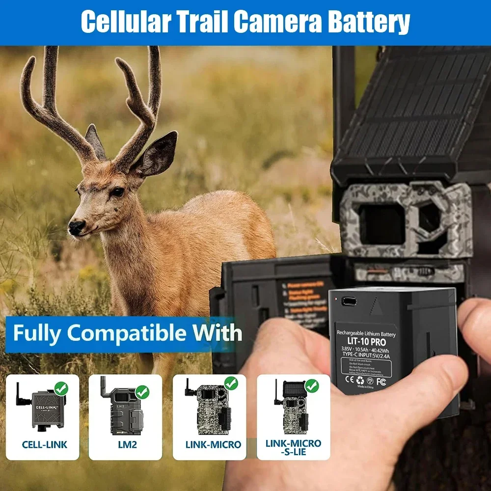 SKOWER 10500mAh Lit-10 Lithium Battery Pack for Spypoint Link-Micro Cell-Link LM2 Link-Micro-S-LTE Cellular Trail Cameras