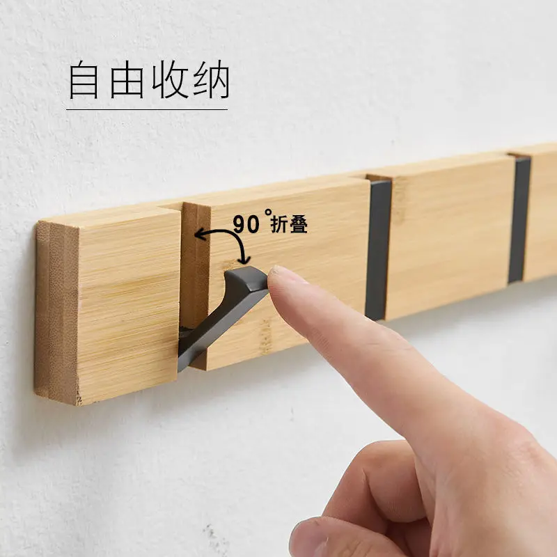 Wooden creative wall hanging coat hook foldable retractable hidden piano key wind wall punch-free metal coat hook