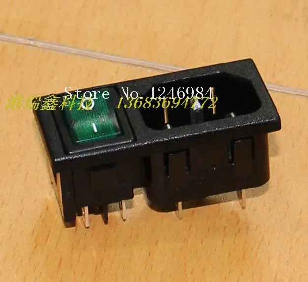 [SA]WINFOONG AC AC power outlet socket triangle combo card combination with the green switch RF-2001--50pcs/lot