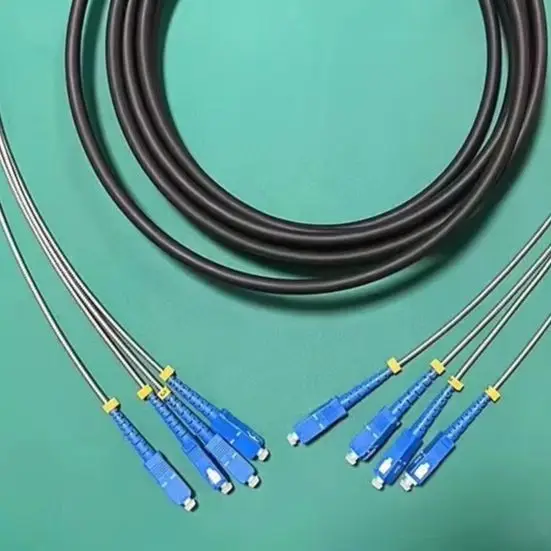 سلك تصحيح الألياف الضوئية 2C 4C خارجي CPRI 500mtr SM OM4 LC SC FC ST 2 النوى 4 كابل أساسي أحادي الوضع FTTH الطائر ELINK