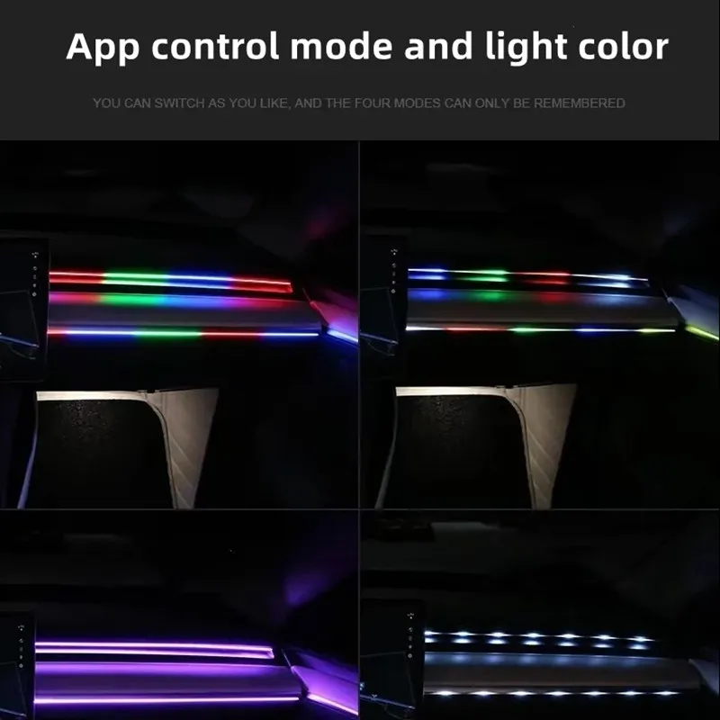 New Upgrade For Tesla Model Y 3 Highland RGB Ambient Light Kit Dashboard Center Console Center Stack APP LED Strips Neon Lamp