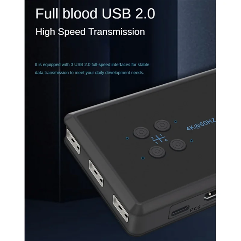 A19E-أجزاء المضيف 4 منافذ-متوافق مع KVM Switch 4K USB KVM Switcher 4 في 1 Out Hot Share USB للوحة مفاتيح الماوس لـ Win7 Win10
