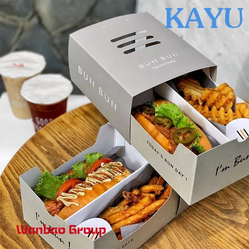 Niestandardowy projekt nadrukowane logo fast food frytki hot dog hamburger burger papierowe opakowanie