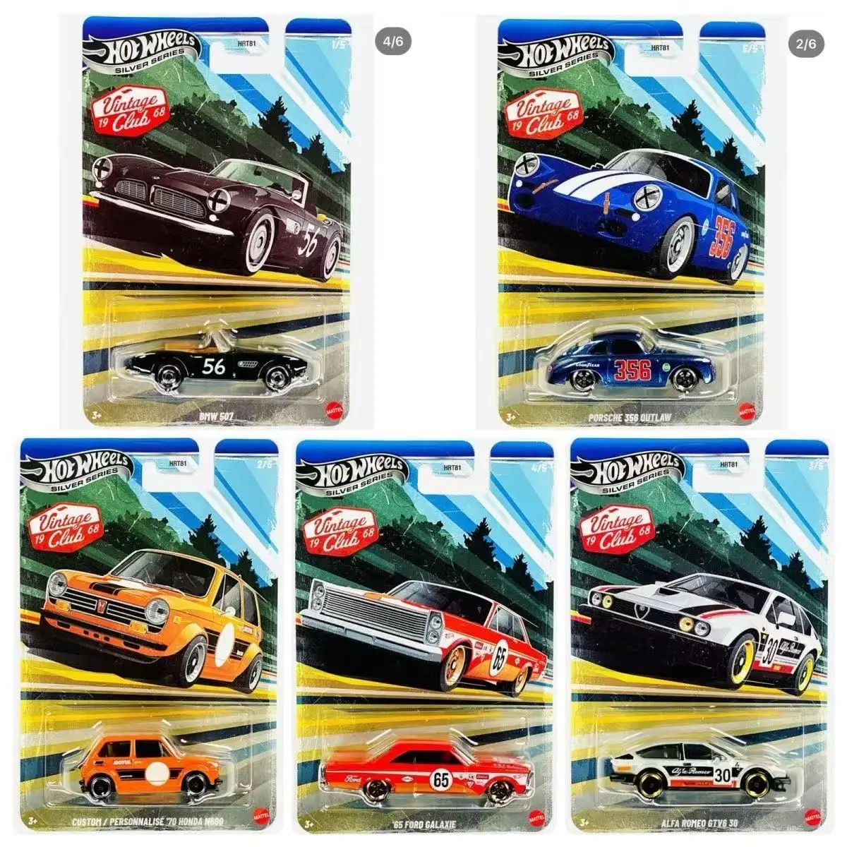 Original Hot Wheels Car Retro Club 1968 Toy for Boys 1/64 Scale Alloy BMW Honda Alfa Romeo Ford Galaxie Porsche Models Free Gift