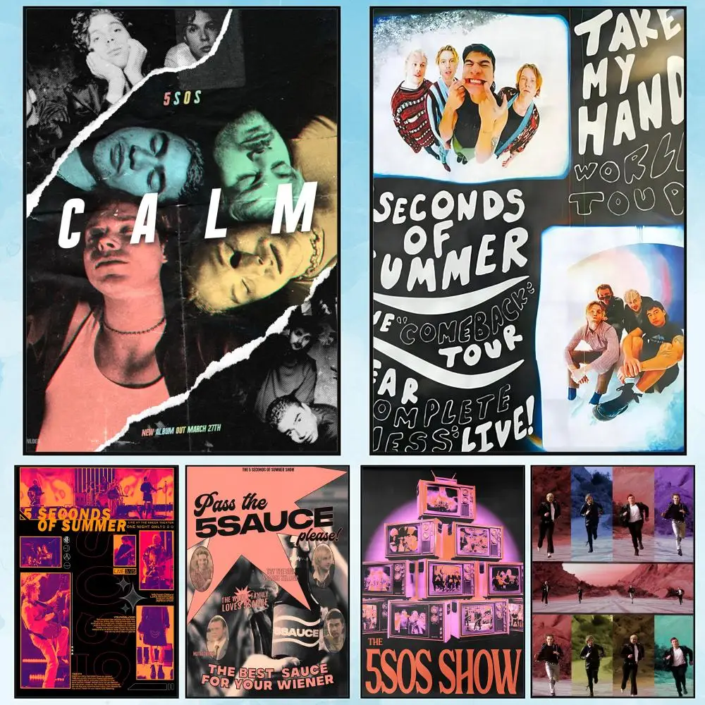 

Band 5 S-Seconds of S-Summers 5sos Painting Calligraphy Canvas Poster: Crease Free Waterproof Durable All Space Wall Decor