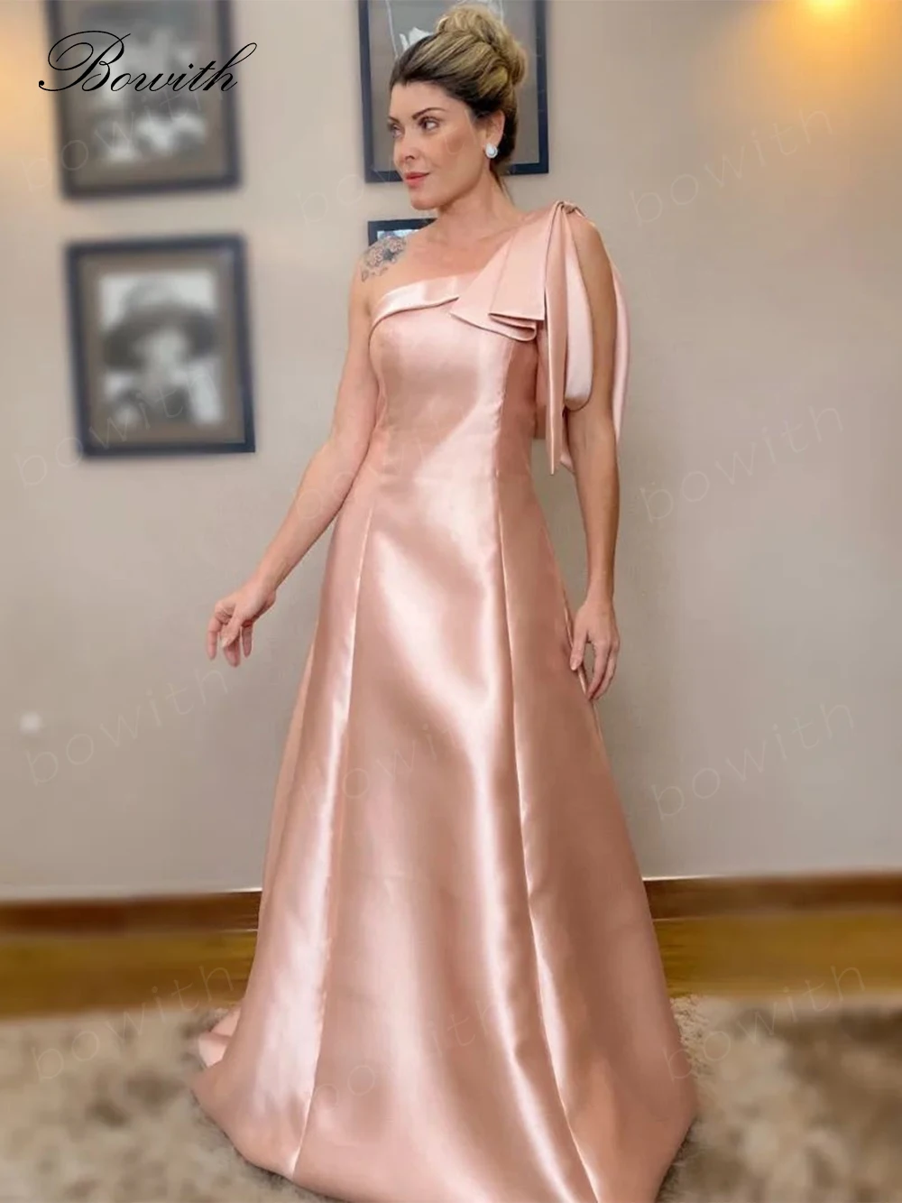 

Bowith Blush Party Dresses Women Evening One Shoulder Formal Occasion Dresses Elegant Celebrity Dresses vestidos de fiesta