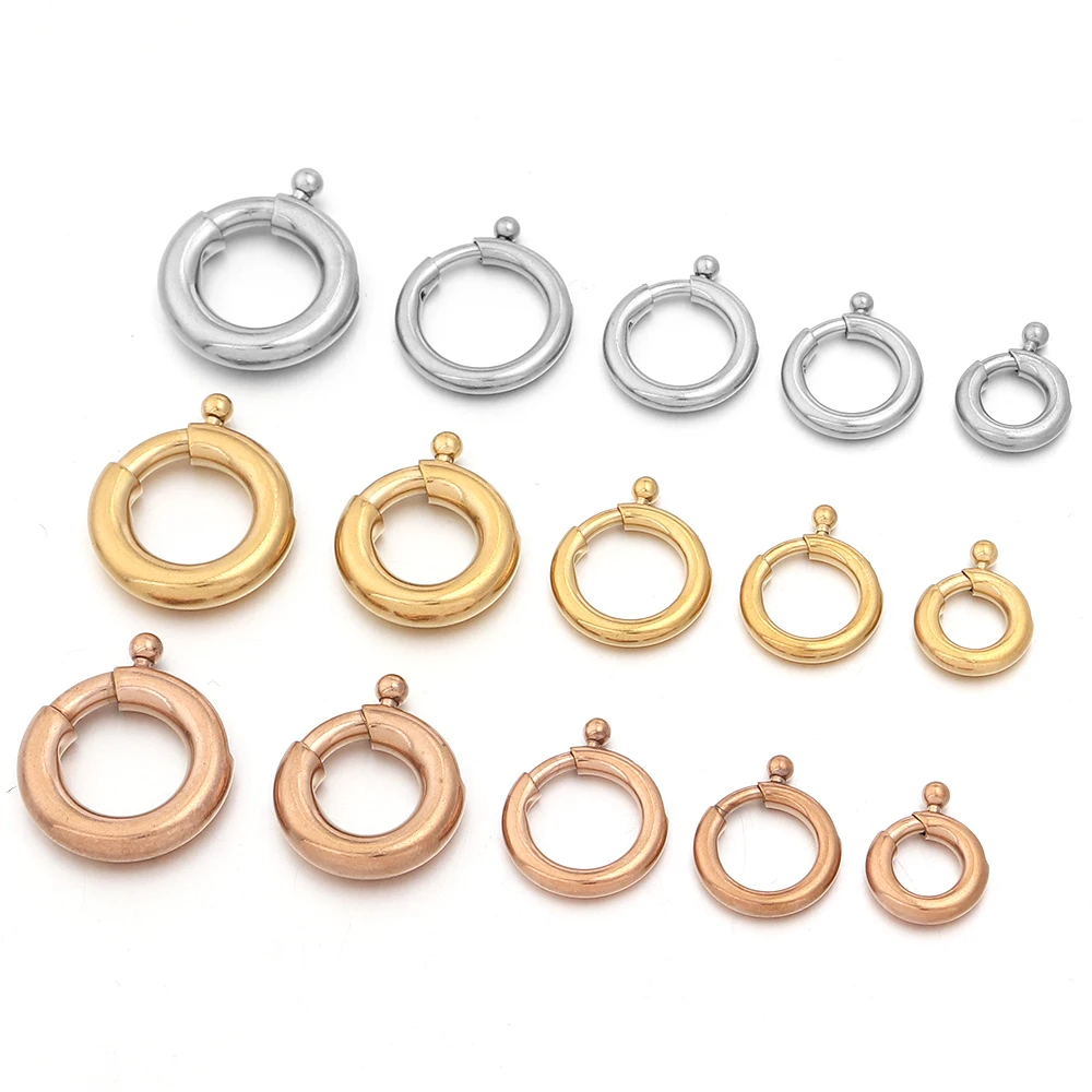 2 Stück/Set Edelstahl Runde Federverschlüsse Karabinerhaken Endverschlüsse Verbinder für DIY Armband Halskette Schmuckherstellung – Detail 6