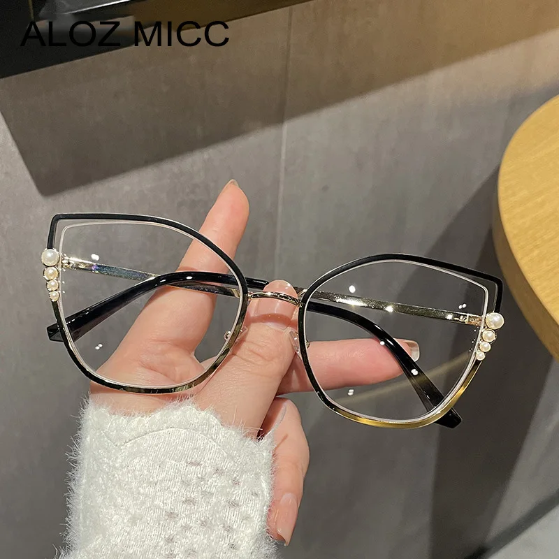 

Fashion Cat Eye Glasses Women Brand Designer Luxury Pearl Decorate Myopia Eyeglasses Frame Female TR Optical Spectacles Eyewear