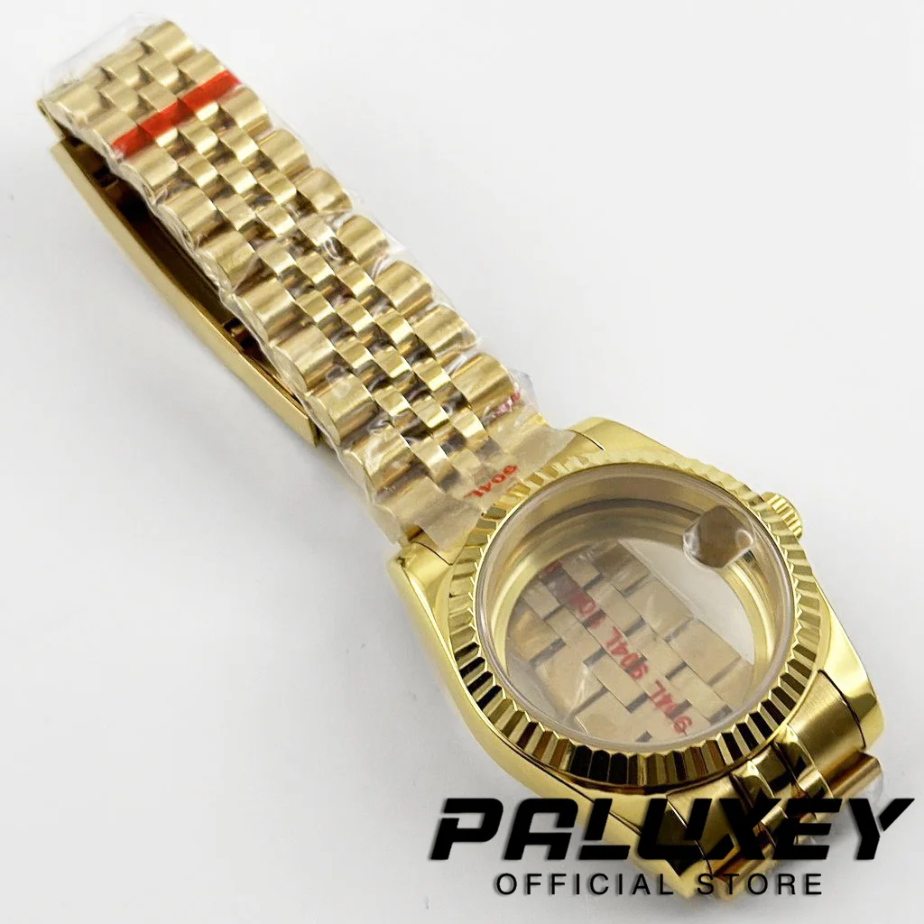 Gold Fluted Curved 36MM/40MM Bracelet Resistanst Watch Case Sapphire Glass For NH34 NH35 NH36 NH38 NH70 NH72 ETA2824 Movement