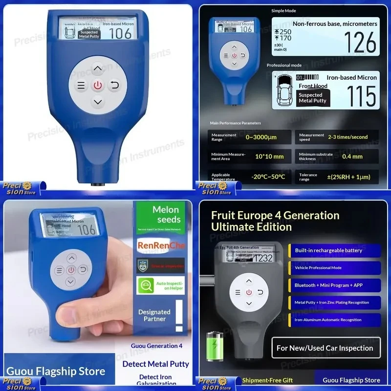 For Car Paint Thickness Gauge Automotive Coating Tester High Precision Digital Film Meter Auto Body Repair Tool Vehicle