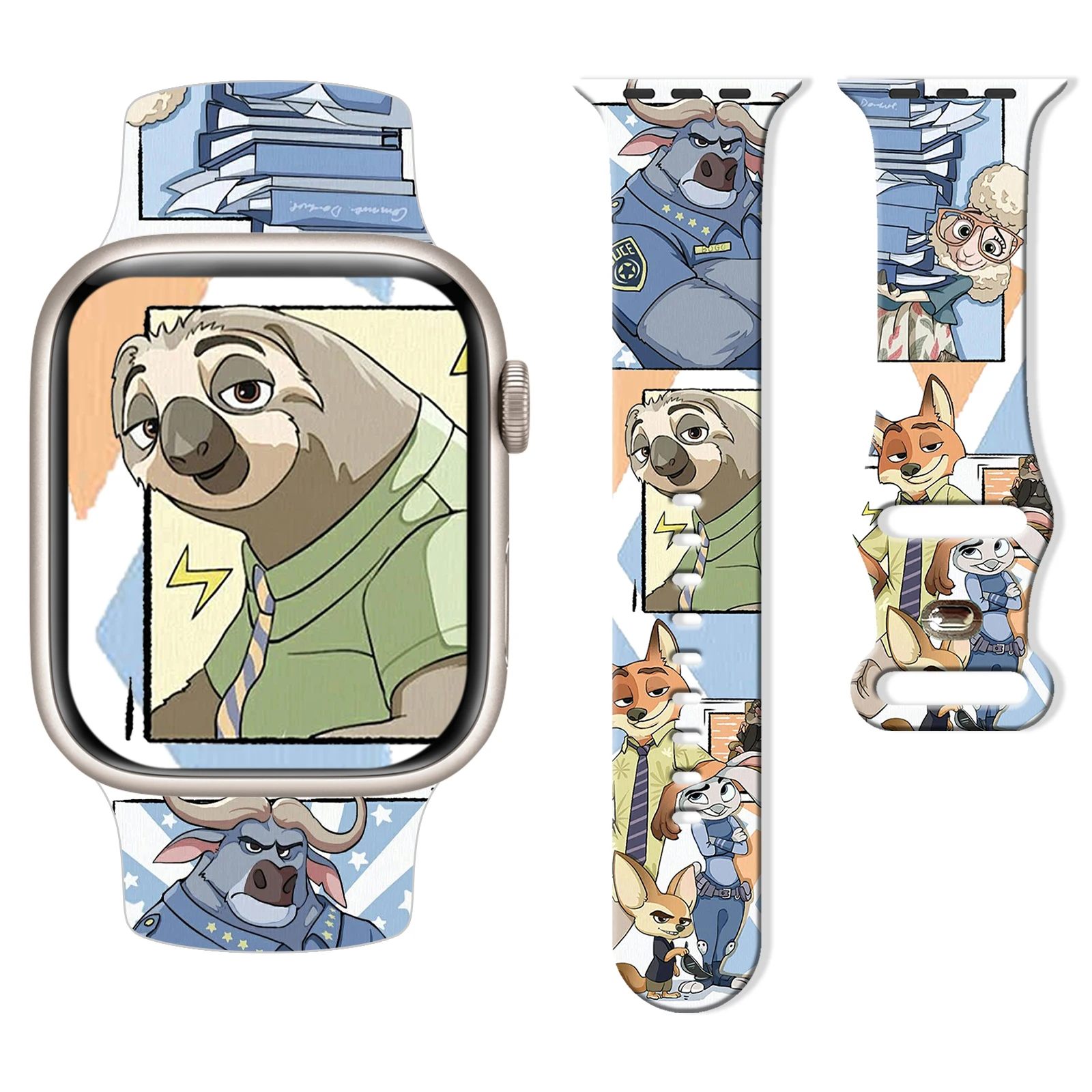 

Disney Zootopia Series Print Strap for Apple Watch 11 10 9 SE Silicone Band Replaceable Watchband for iWatch 46mm 44mm 42mm 41mm