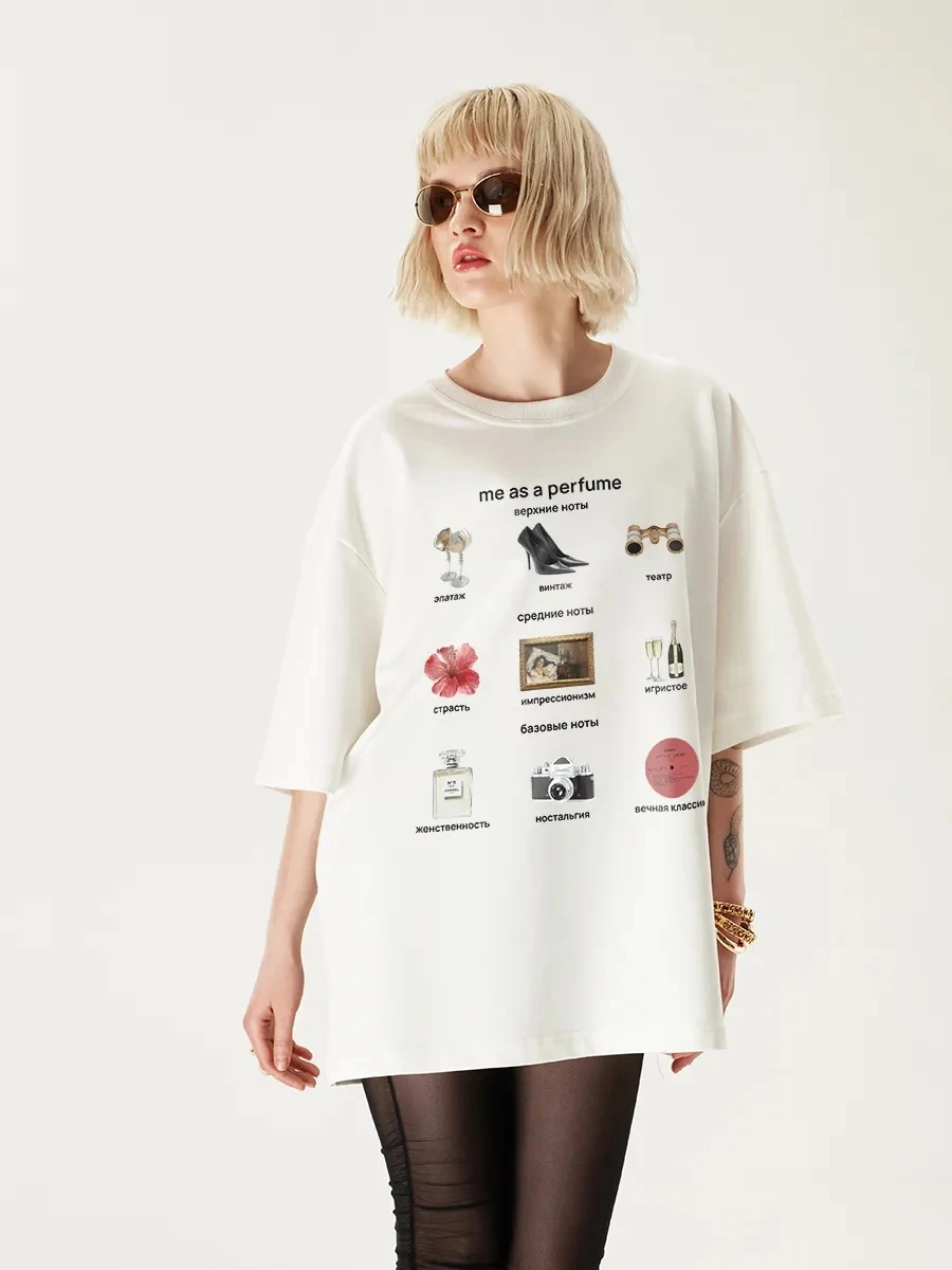 تي شيرت Faionable كاجوال فضفاض مستدير Ne مطبوع ort Sve تي شيرت نسائي صيفي قطني مريح يسمح بمرور الهواء