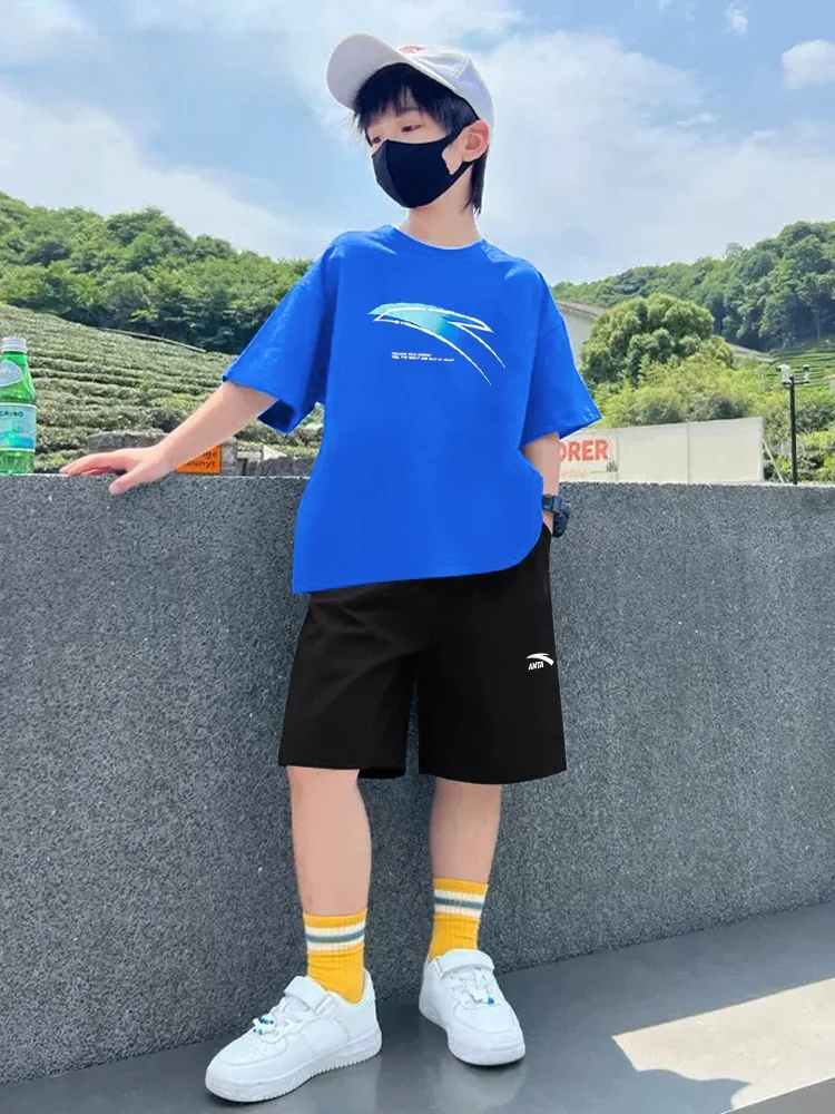 kids-summer-sportswear-set-breathable-quick-dry-short-sleeve-shorts-two-piece-suit-for-boys-comfortable-cotton-polyester