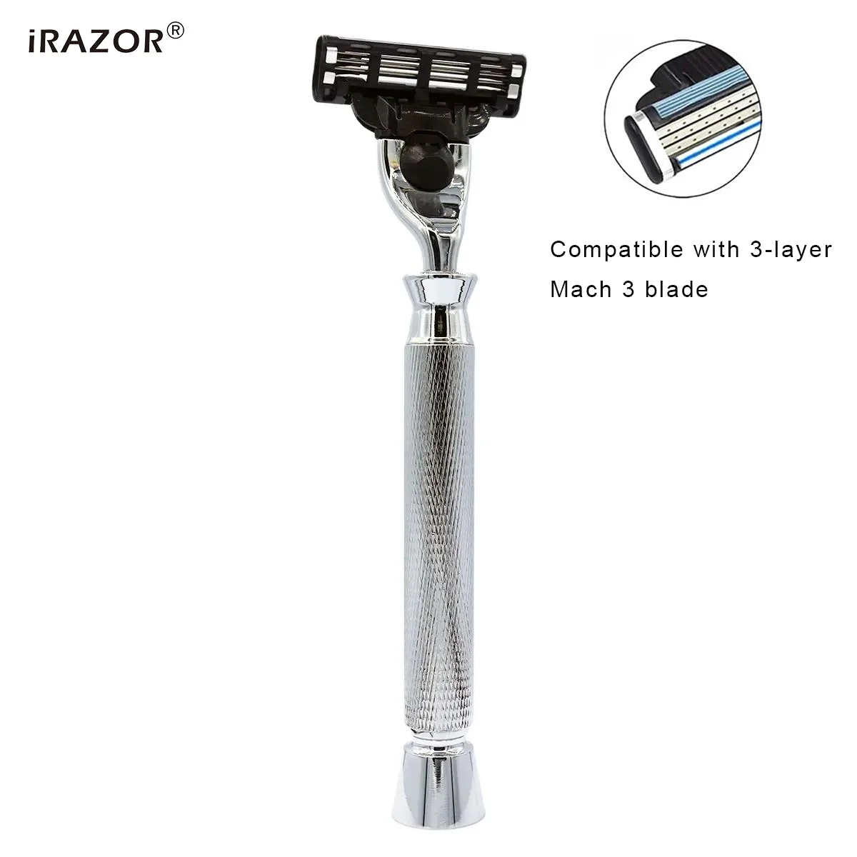 iRAZOR Classic Men\'s Beard Shaving Manual Razor  with 3-Layer Mach 3 Triple Blade Grooming Tool