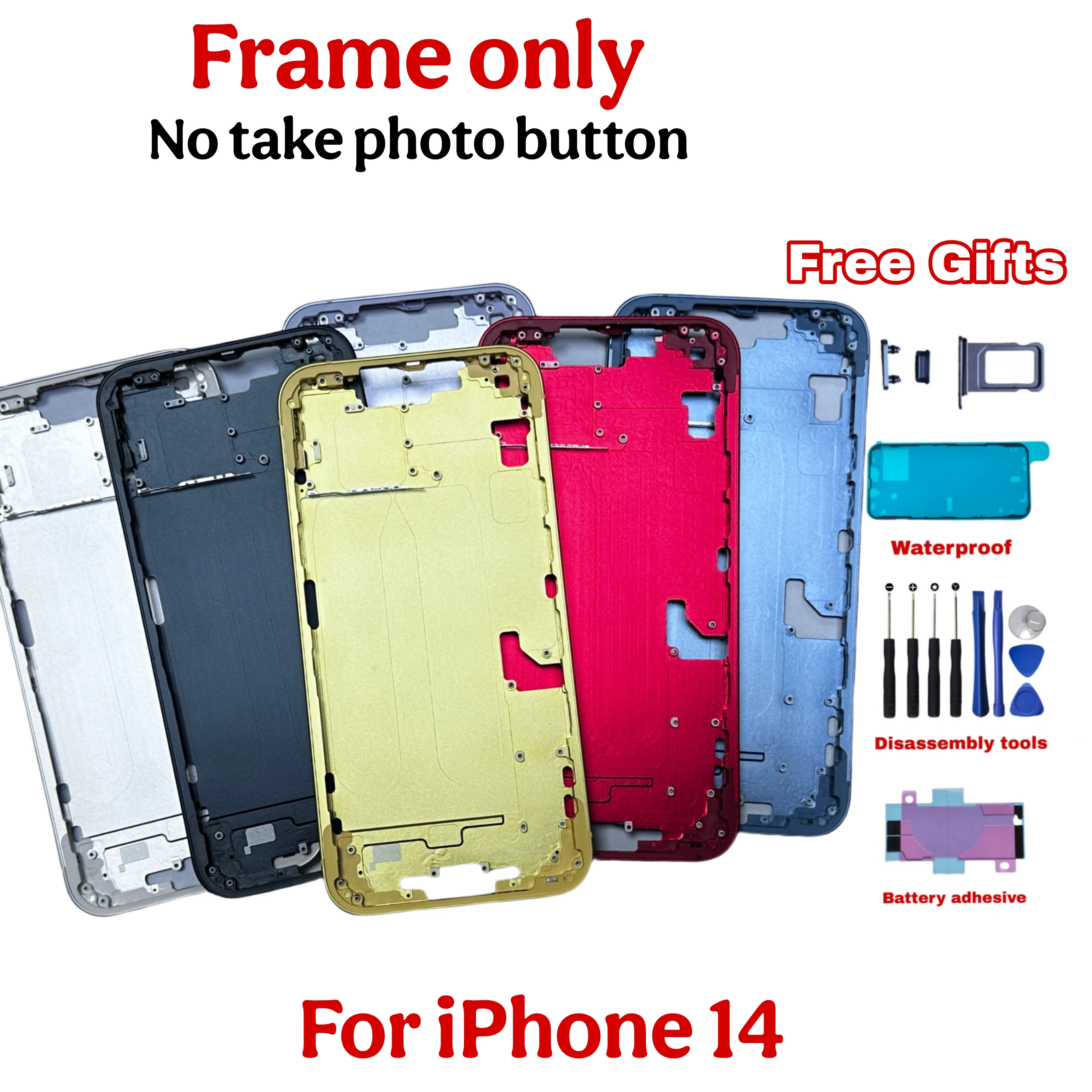 

Для iPhone 14, средняя рамка, рамка, корпус, боковая кнопка, ремонт шасси, запасные части, бесплатная доставка, инструмент для подарка