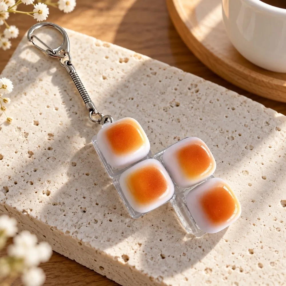 Sensory Creative Clicker Keychain Cute Portable Keyboard Button Fingertip Decompress Caramel Bread Mini Pop Gift
