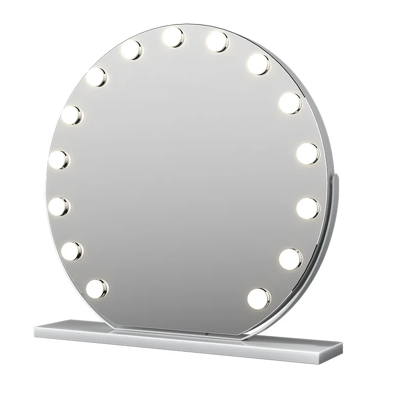 LED con specchio per il trucco a lampadina, specchio per il trucco da tavolo circolare con luce di riempimento intelligente, specchio per il trucco con luce di riempimento ad alta definizione
