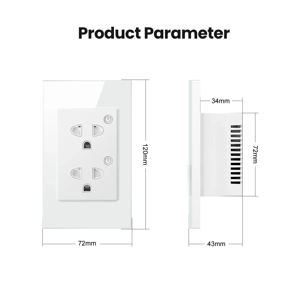 MIUCDA-Prise Murale Intelligente Tuya avec Moniteur d'Alimentation, Wifi, 16A, US, pour Maison Connectée, Fonctionne avec Alexa Google Home