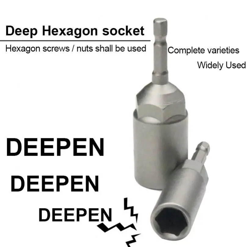 Imagem -02 - Chave de Fenda Elétrica Conjunto de Soquete Pneumático Luva Hexagonal Profunda Cabeça de Broca Mm19 mm pc