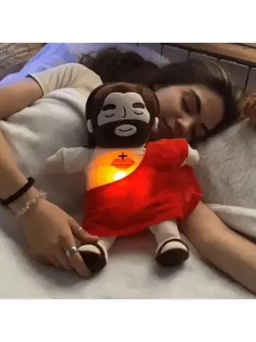 40CM Breathing Jesus Soothe Plush Toy for Kids Soft Soothing Jesus Plushies Comforting Jesus Heart Toy Easter Christmas Gifts