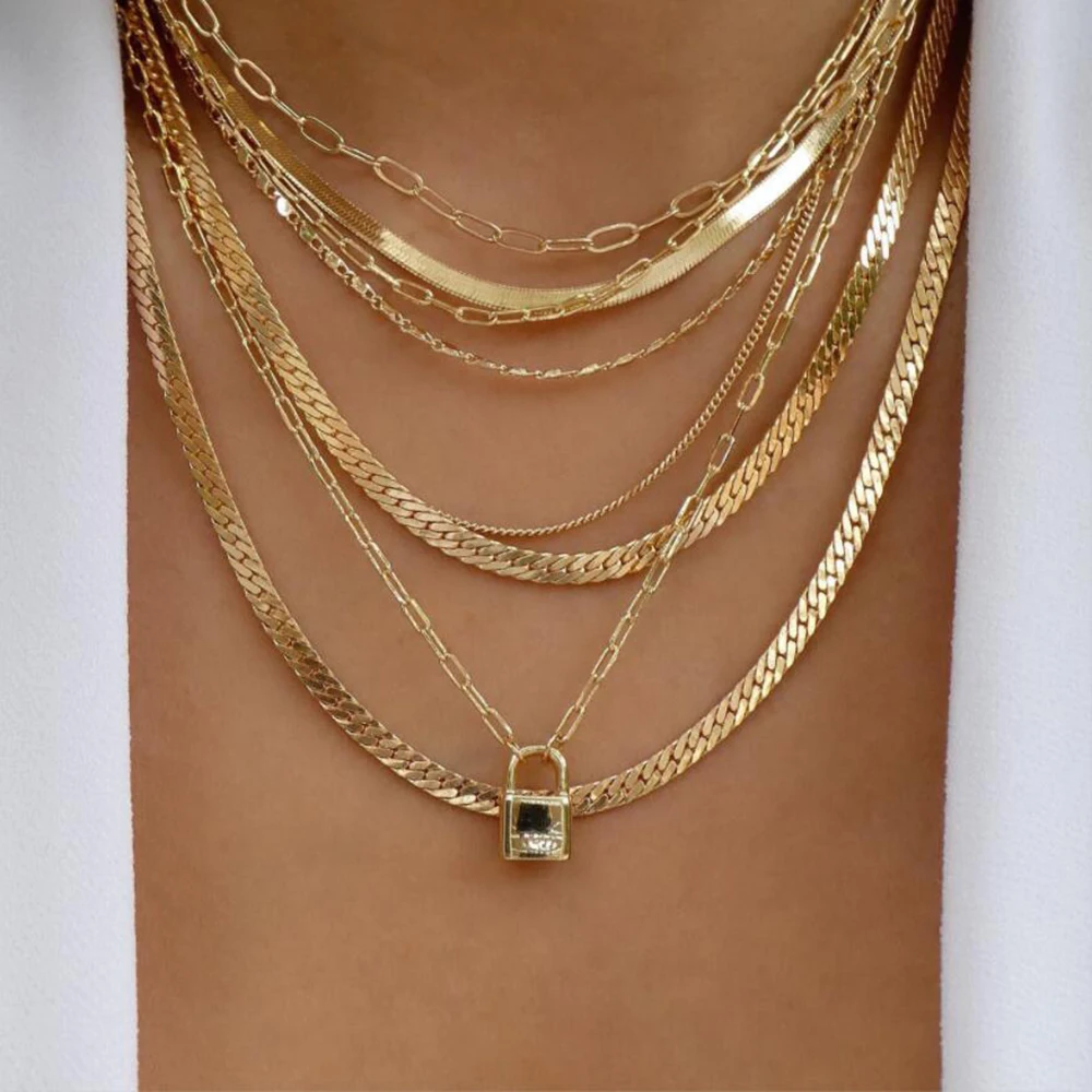 bls-miracle Bohemia Gold Color Multiple Styles Necklace For Women Trendy Multi-Layer Crystal Pendant Necklaces Set Jewelry Gifts