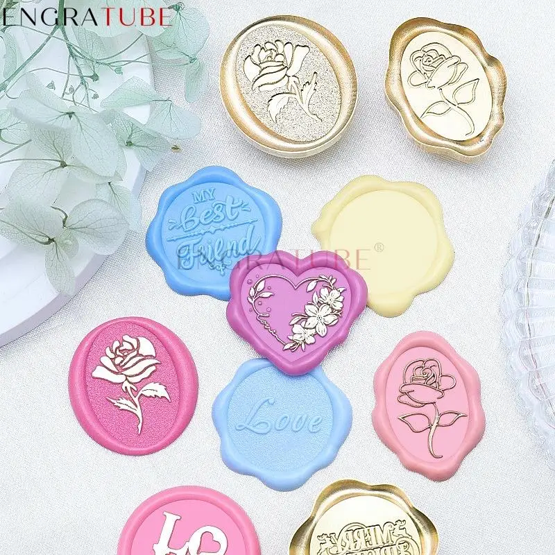 

3D Embossed Wax Marker Seal Stamp Frosted Brass English Phrase Blessing Scrapbooking Wedding Gift Greeting Card Decoration Tools