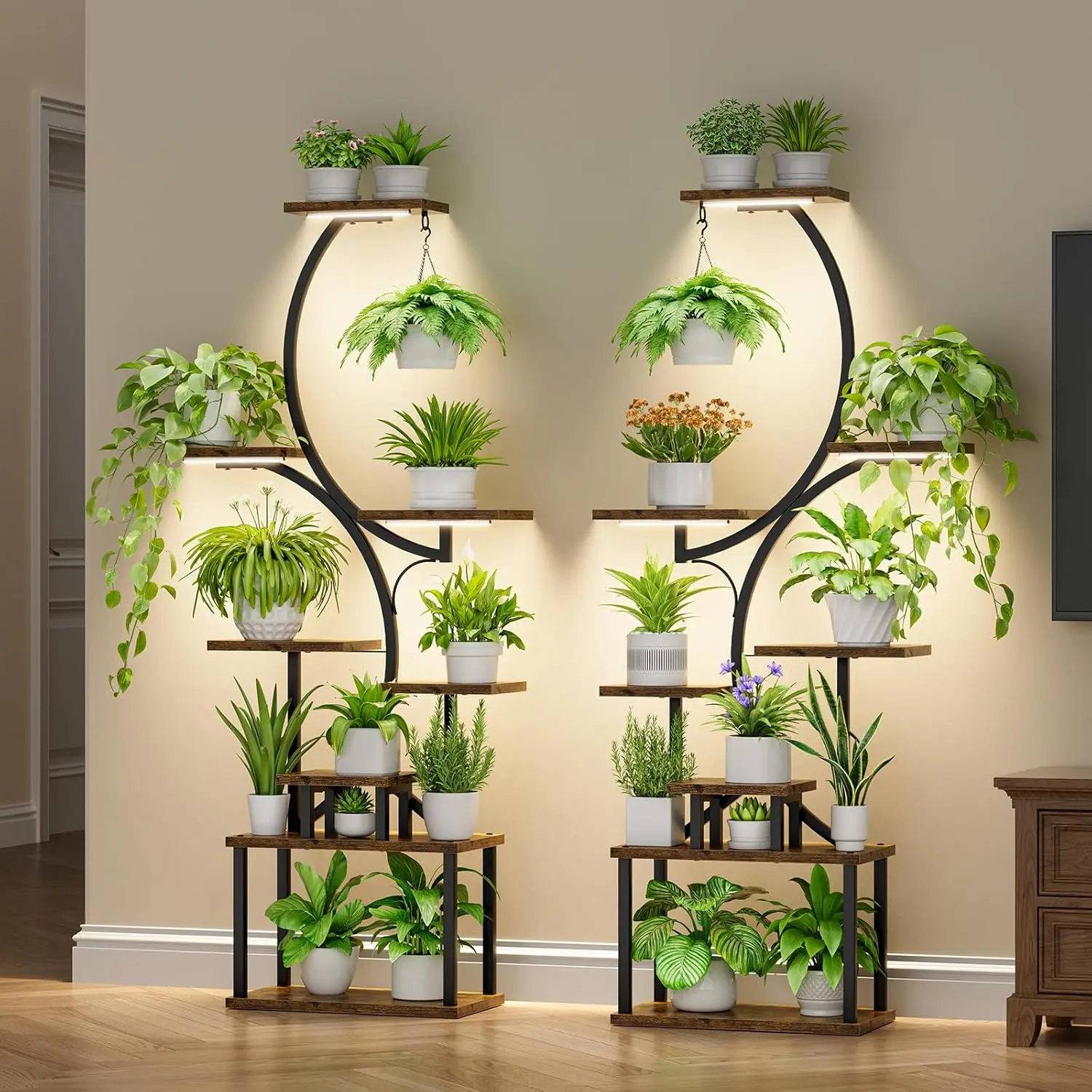 Plant Stand Indoor with Grow Light - 62" Indoor Shelf, 8 Tiered Tall Stands for Indoor Multiple, Metal