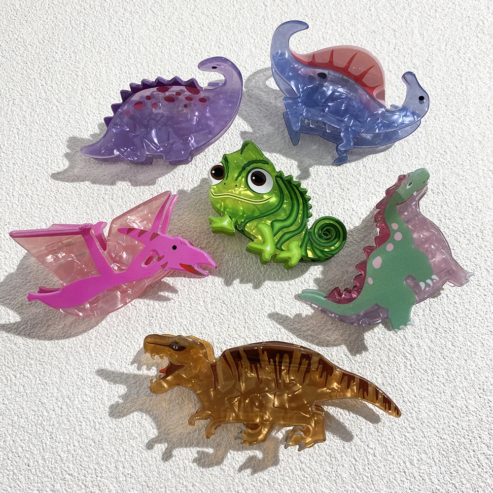 New Design Cartoon Dinosaurs Plastic Hair Clip Claw For Women Girls Fashion Funny Chameleon Ponytail Hairpin Hair Accessories