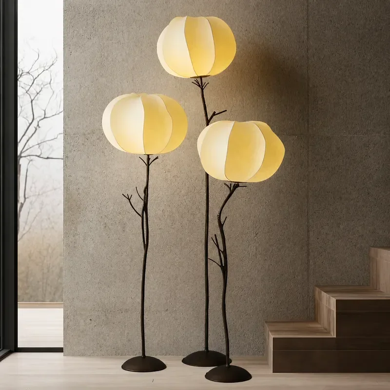 Wabi Sand Wind Resin Silk Floor Lamp Nordic Style for Living Room Bedroom Bedside Study Staircase Restaurant Bar Light