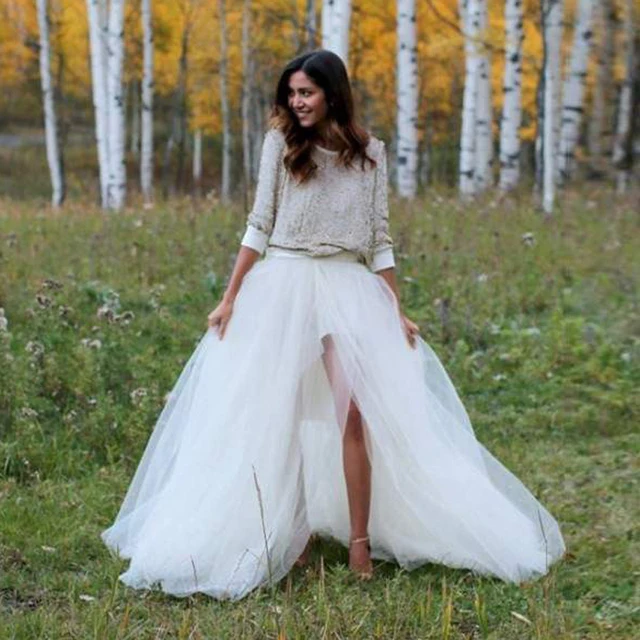 Biała tiulowa spódnica ślubna dla nowożeńców 5 warstw tiulowa elegancka długa ogrodowa spódnice na przyjęcie kobiety Maxi Tutu Custom Made Boho spódnica na plażę Lady