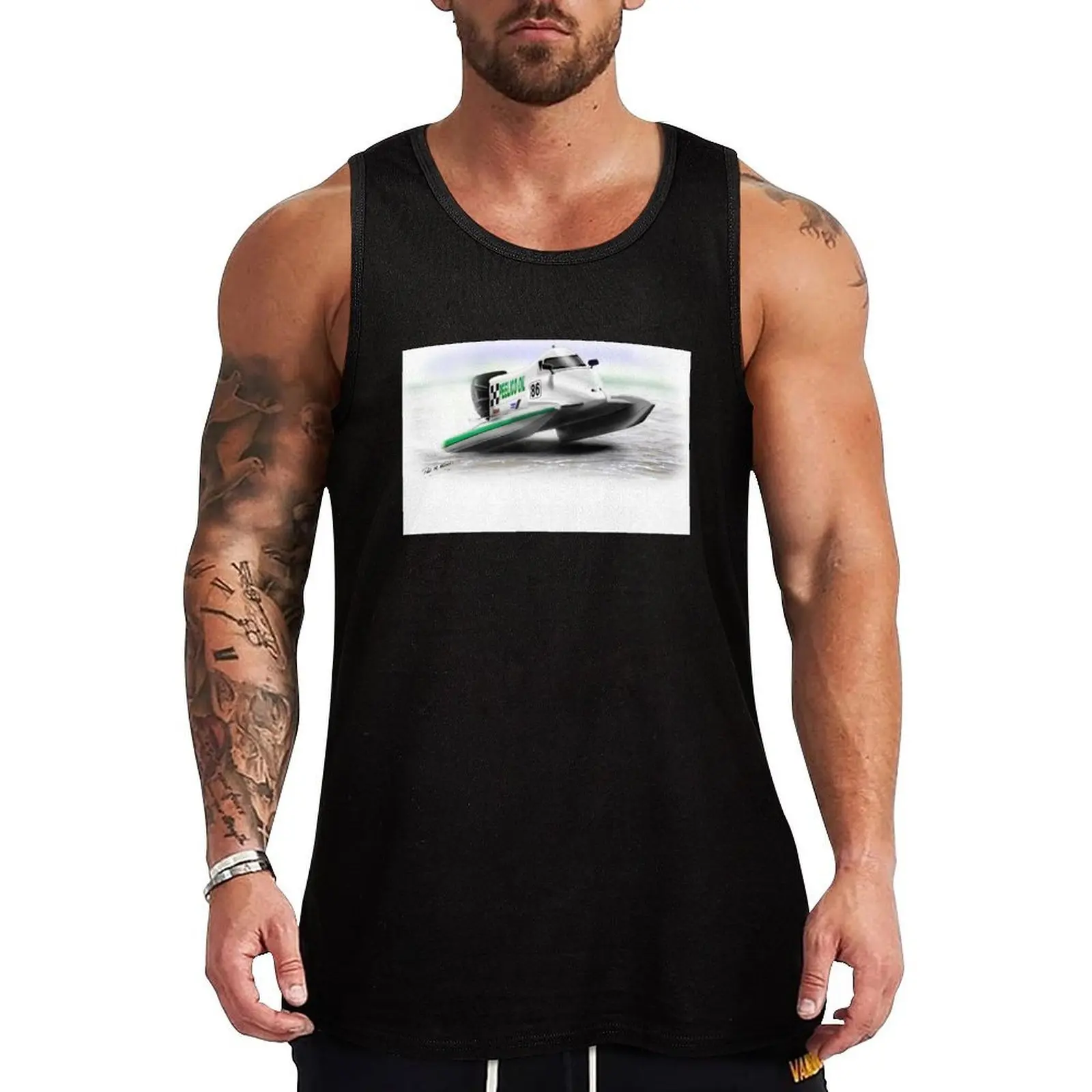 

Power Boat Racer Tank Top anime sports clothes for men mens designer clothes anime top