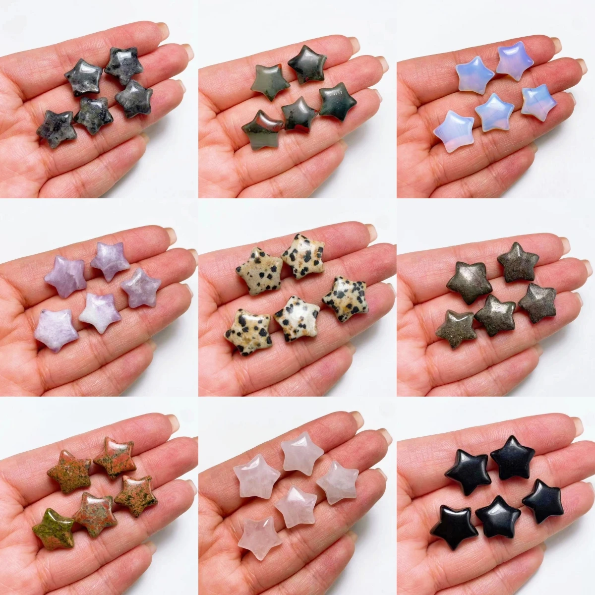 15MM Natural Mini Star Statue Crystal Quartz Stone Stars Meditation Healing Reiki Gemstone ciondolo fai da te regalo decorazione della casa