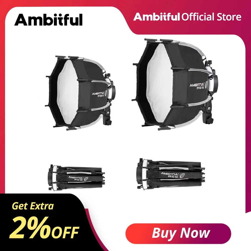 Ambitful PF30/40 Mini Speedlite Portable Octagon Umbrella Softbox+Honeycomb Grid 30cm/40cm Boîte à lumière extérieure pour flash Godox