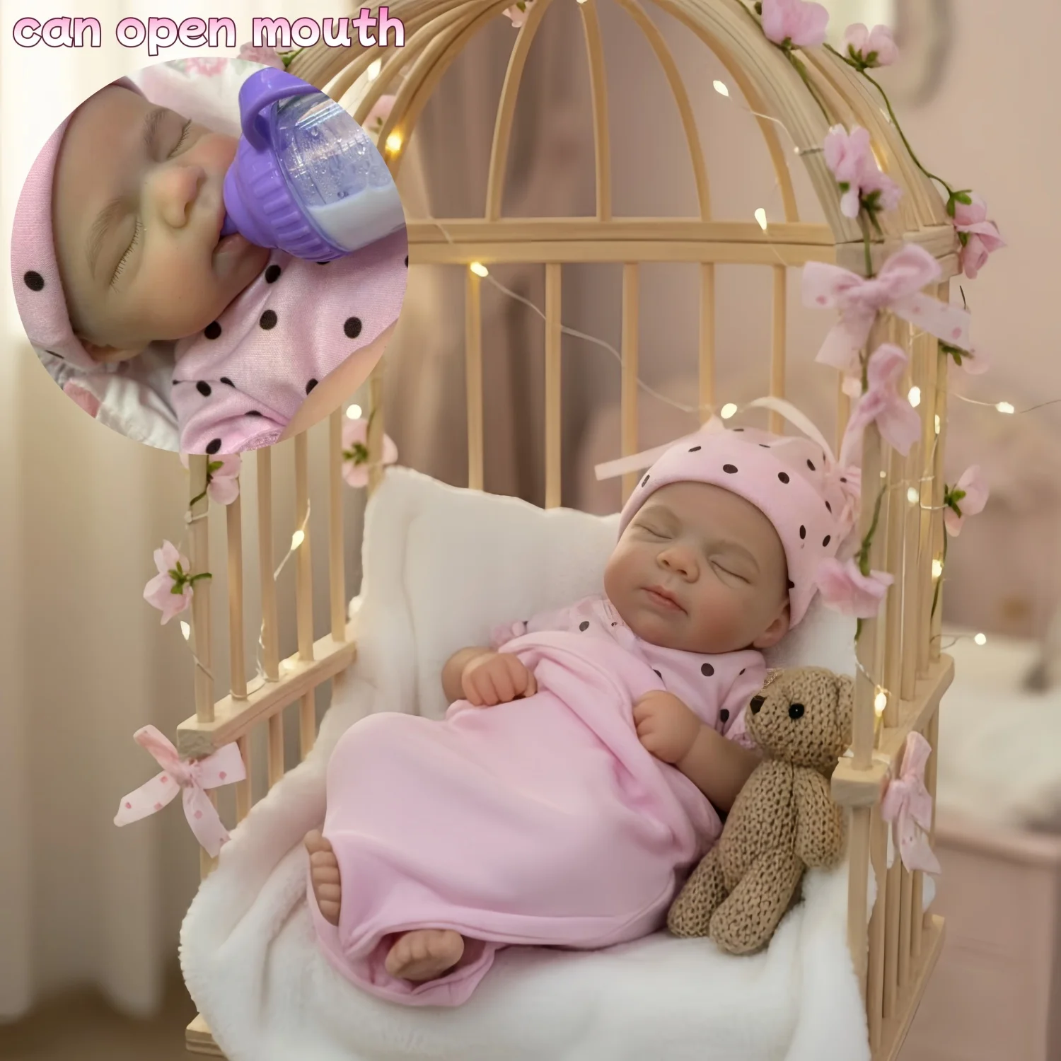 

13-дюймовый силиконовый корпус с открытым ртом Pascale Bebe Girl, ручная роспись, куклы Bebe Reborn De Muñecas Silicona Boneca Renascida