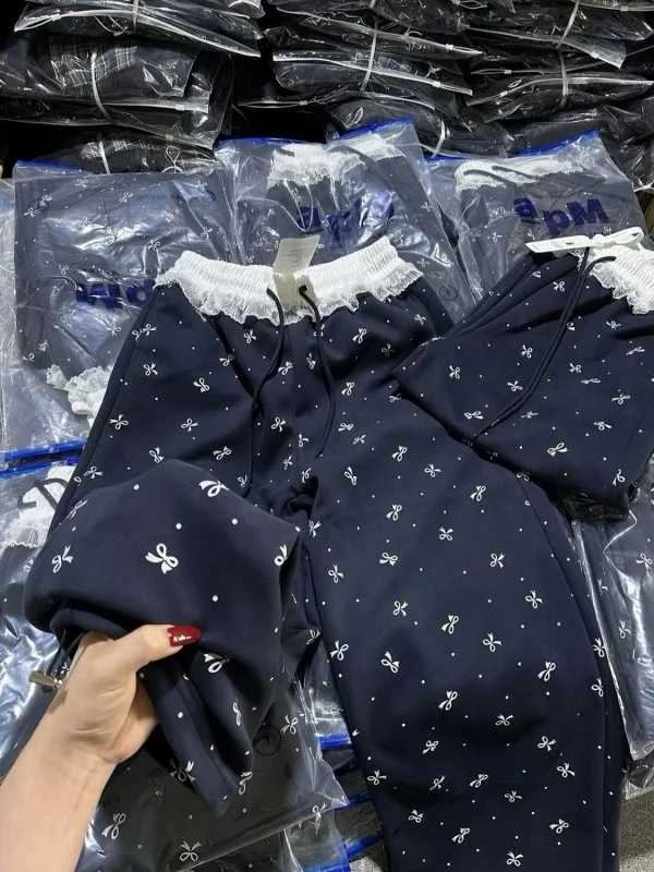 

Женские брюки-трансформеры с кружевной отделкой и узором в виде узлов, широкие штанины, весна-осень, корейский стиль, для офиса, модные, для пышных форм, с эффектом драпировки