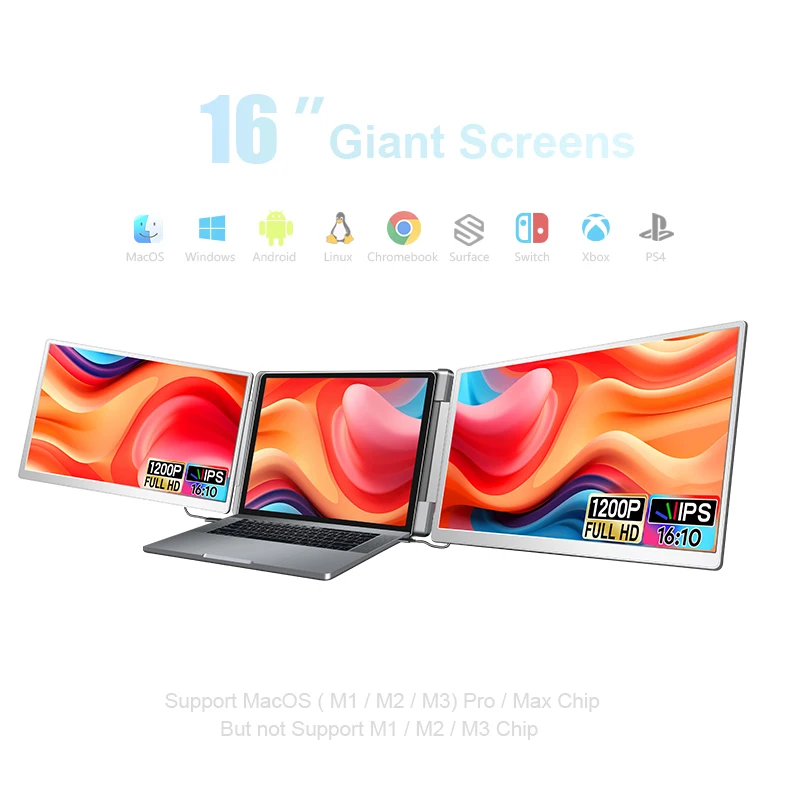 

16-дюймовый 2,5K 2560*1600 SRGB 100% портативный ЖК-монитор для ноутбука с экраном 360 ° Откидной стол для побегов 12-18,5 дюймов, Mac
