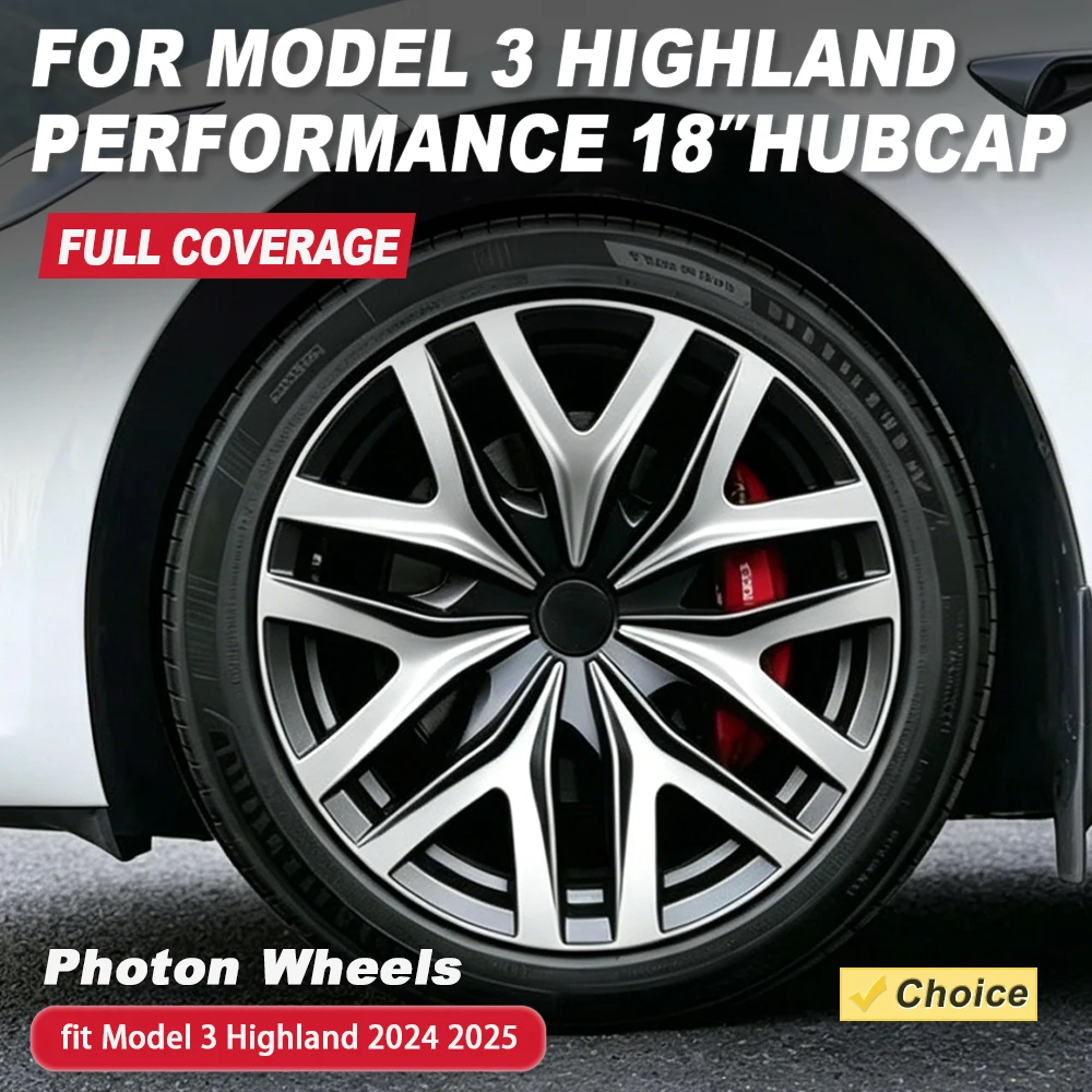 4er-Set Radkappen für Tesla Model 3 Highland 18 Zoll Radabdeckung für Photon Performance Felgen Vollrand-Zubehör Auto-Rad 2026 2025