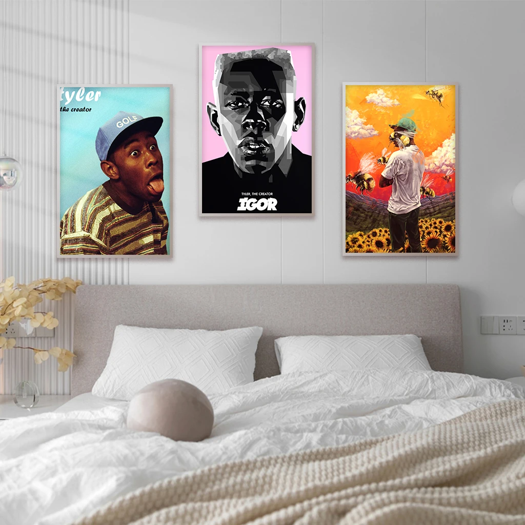 3 canvas posters, Tyler The Creator Flower Boy Band Music Retro Poster Canvas Painting and Prints Wall Art for Home Room Decor