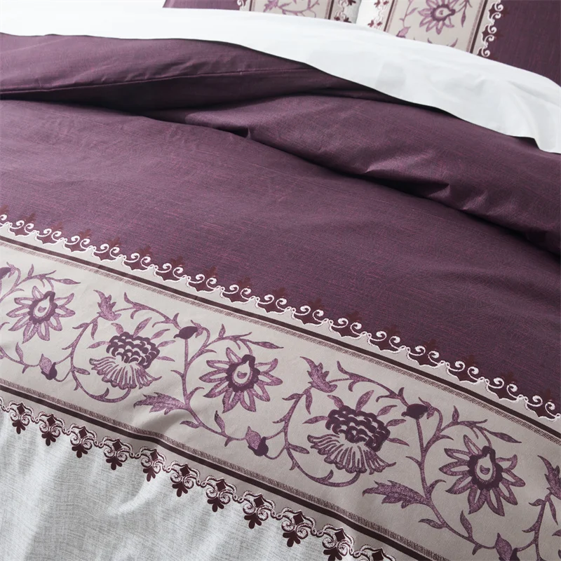 

Luxury Boho Duvet Cover Twin Simple Plain Series Reversible Bedding Set 2/3 Pieces Floral Purple Comforter Cover for Teen Adult