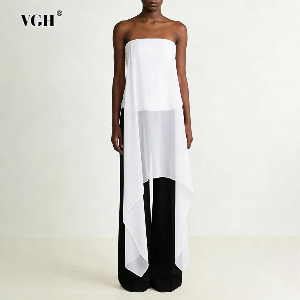 

VGH Temperament Solid Fresh Vests For Women Round Neck Sleeveless Spring Slimming Elegant Party Vets Female Fashion Style New