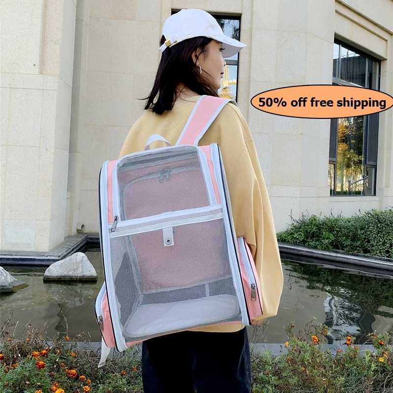 

Free shipping foldable cross-border pet bag. New style for cats and dogs, portable, breathable spacious. Portable cat backpack.
