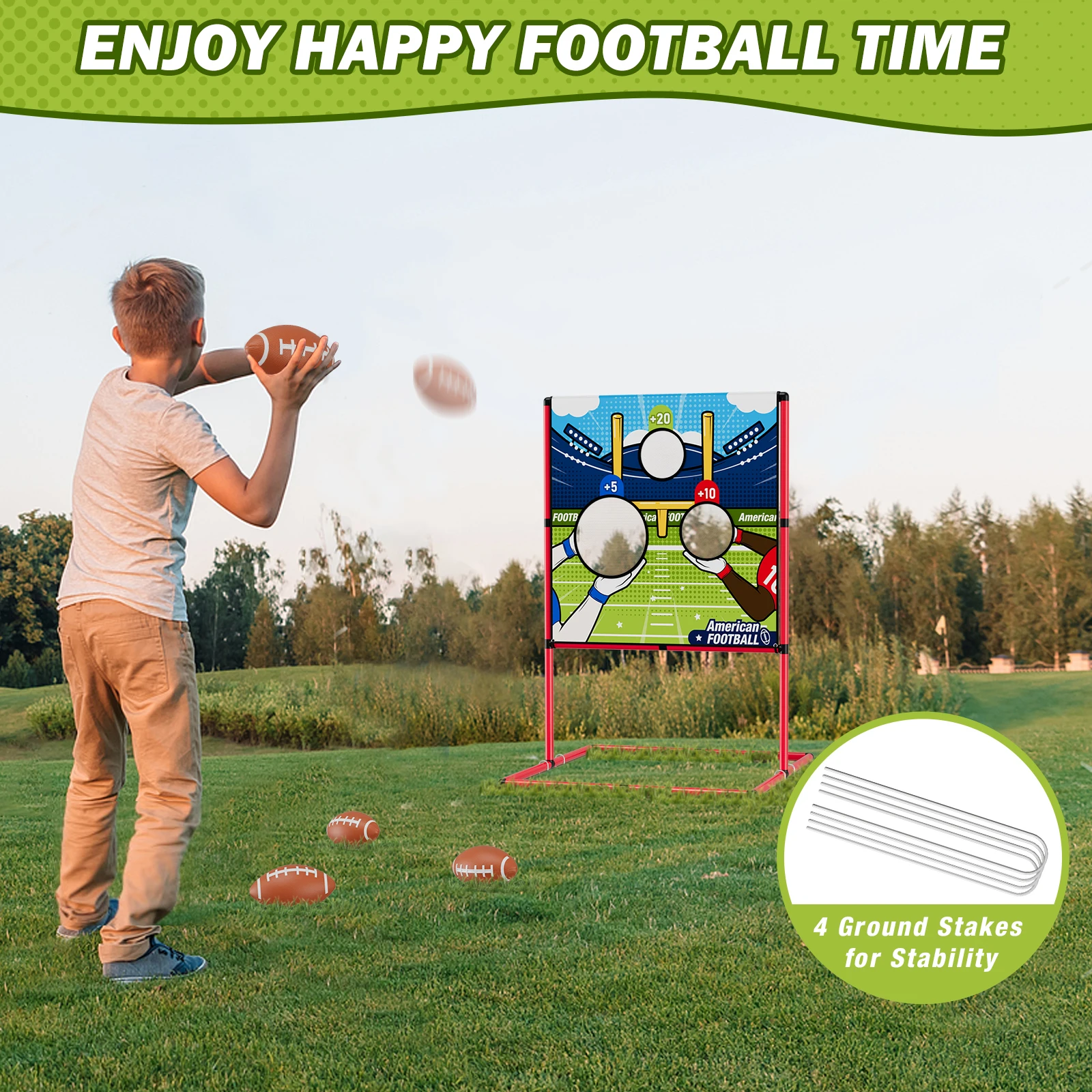 投げ込みターゲットゲーム、子供向けフットボールターゲット練習、屋内屋外裏庭庭園スポーツおもちゃ男の子女の子へのギフト