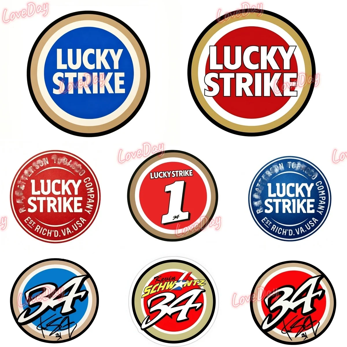 Motorcycle Race Sponsor Lucky Strike Logo Sticker Vinyl Retro Racing Sticker Red Blue Racing Culture Symbol Collection Sticker