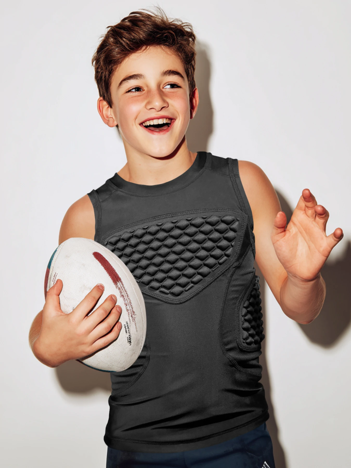 قميص بيسبول مبطن لواقي الصدر للشباب من AVIVOR، قميص مضغوط لكرة القدم، لاكروس، ضلع على شكل قلب، واقي من القص #1