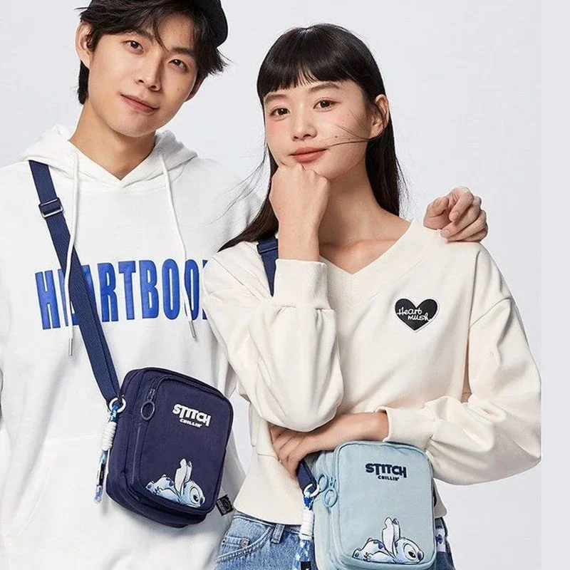 Disney Stitch Shoulder Bag for Women Girls Crossbody Bag Cute Cartoon Side Bags Nylon Handbag Designer Luxury Purses
