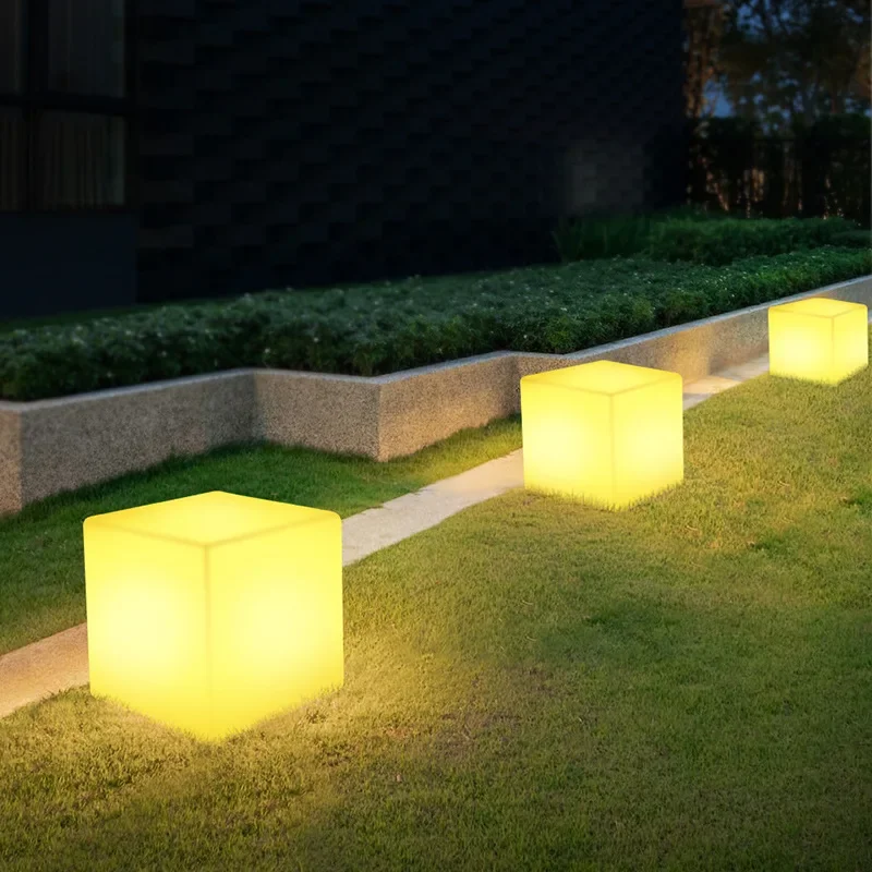 Multicolorido LED Light-emitting Cube, Controle Remoto, Jardim Decoração Paisagem, Lawn Lamp, Atividade Square, Stool