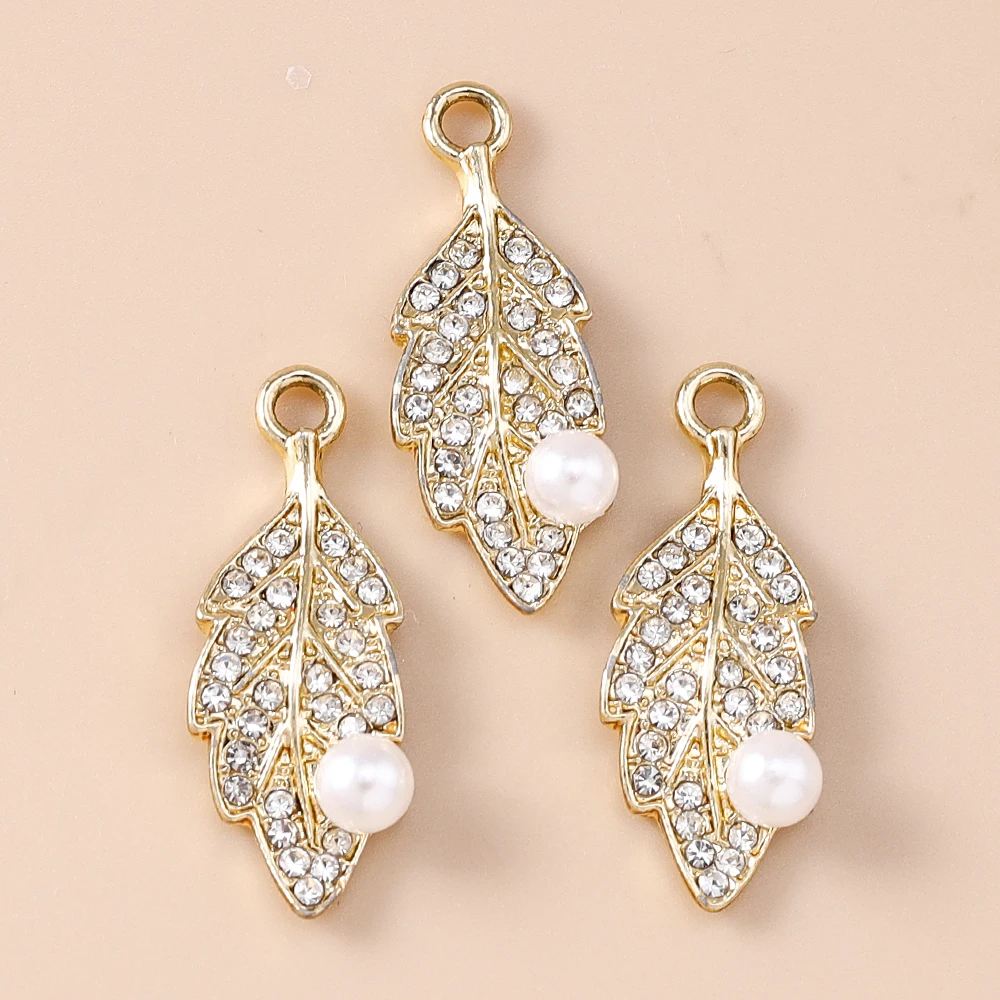 

Leslie 10pcs 26*10mm Gorgeous Full Rhinestones Leaf Charms for Pendants Leaf Necklace Earrings Bracelet DIY Jewelry Making